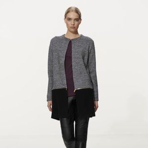 KARL LAGERFELD Grey Mixed Tweed Longline Jacket